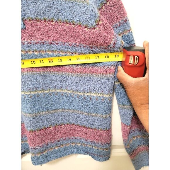 Erika Multicolor Striped Button-Up Pullover Turtles Neck Sweater Size s - Picture 4 of 10